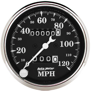 Autometer Street Rod Old Tyme Black In-Dash Tachs & Speedos Speedometer Mechanical Speedometer gauge 3 1/8" (79.4mm)