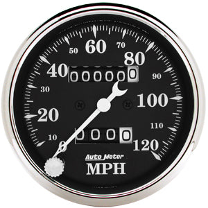 Autometer Street Rod Old Tyme Black In-Dash Tachs & Speedos Speedometer Mechanical Speedometer gauge 3 1/8