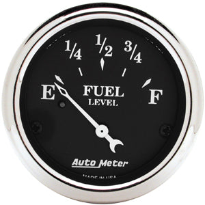 Autometer Street Rod Old Tyme Black Short Sweep Electric Fuel Level gauge 2 1/16