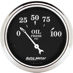 Autometer Street Rod Old Tyme Black Short Sweep Electric Oil Pressure gauge 2 1/16
