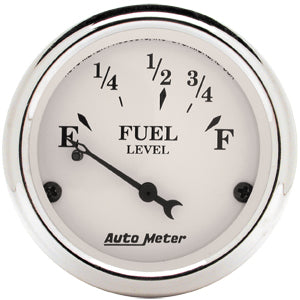 Autometer Street Rod Old Tyme white Short Sweep Electric Fuel Level gauge 2 1/16