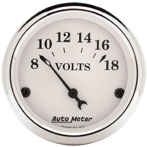 Autometer Street Rod Old Tyme white Short Sweep Electric Voltmeter gauge 2 1/16" (52.4mm)