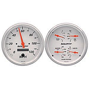 Autometer Street Rod Arctic White In-Dash Tachs & Speedos Kit Box Elec Speedo / Oil Press. / Water Temp. / Volt / Fuel Level gauge Kit, 5" (127mm)