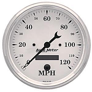 Autometer Street Rod Old Tyme white In-Dash Tachs & Speedos Speedometer Elec Programmable gauge 5" (127mm)