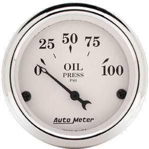 Autometer Street Rod Old Tyme white Short Sweep Electric Oil Pressure gauge 2 1/16" (52.4mm)