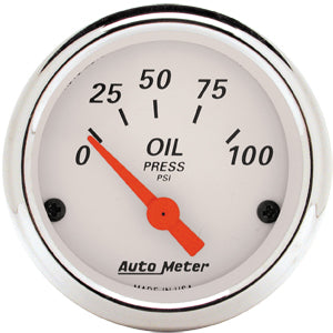 Autometer Street Rod Arctic White Short Sweep Electric Oil Pressure gauge 2 1/16