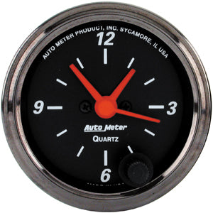 Autometer Street Rod Designer Black Short Sweep Electric Clock Quartz Movement w/Second Hand gauge 2 1/16" (52.4mm)