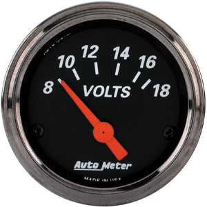 Autometer Street Rod Designer Black Short Sweep Electric Voltmeter gauge 2 1/16