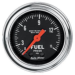 Autometer Traditional Chrome Mechanical Fuel Pressure w/ Isolator gauge 2 1/16" (52.4mm)