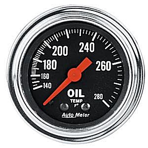Autometer Traditional Chrome Mechanical Oil Temperature gauge 2 1/16