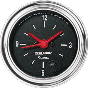 Autometer Traditional Chrome Short Sweep Electric Clock Quartz w/Second Hand gauge 2 1/16
