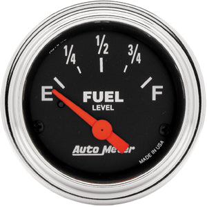 Autometer Traditional Chrome Short Sweep Electric Fuel Level gauge 2 1/16