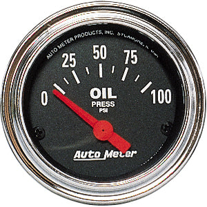 Autometer Traditional Chrome Short Sweep Electric Oil Pressure gauge 2 1/16