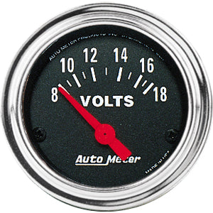 Autometer Traditional Chrome Short Sweep Electric Voltmeter gauge 2 1/16" (52.4mm)
