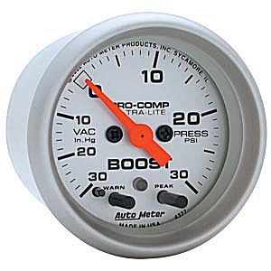 Autometer Ultra Lite Full Sweep Electric Boost / Vacuum w/ Peak Memory and Warning gauge 2 1/16" (52.4mm)