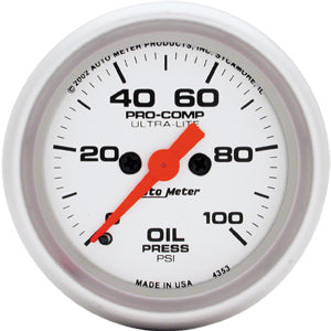 Autometer Ultra Lite Full Sweep Electric Oil Pressure gauge 2 1/16" (52.4mm)