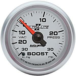Autometer Ultra Lite II Mechanical Boost / Vacuum gauge 2 1/16" (52.4mm)