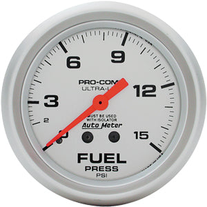 Autometer Ultra Lite Mechanical Fuel Pressure w/ Isolator gauge 2 5/8" (66.7mm)
