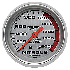 Autometer Ultra Lite Mechanical Nitrous Pressure gauge 2 5/8