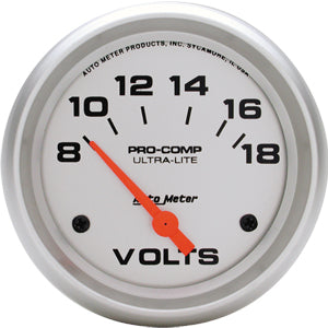 Autometer Ultra Lite Short Sweep Electric Voltmeter gauge 2 5/8" (66.7mm)