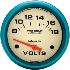 Autometer Ultra Nite Short Sweep Electric Voltmeter gauge 2 5/8" (66.7mm)