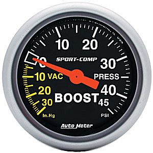 Autometer Sport Comp Mechanical Boost / Vacuum Gauge 2 1/16